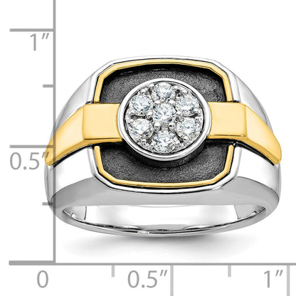 14K Bicolor-Gold mit schwarzem Rhodium Herren-Diamantring mit 0,5K Diamanten, komplett besetzt