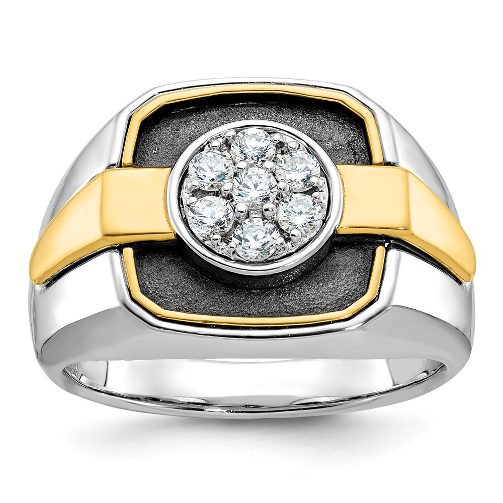 14K Bicolor-Gold mit schwarzem Rhodium Herren-Diamantring mit 0,5K Diamanten, komplett besetzt