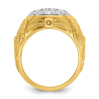 14K Bicolor Gold Herren-Diamant-Cluster-Ring, 1,5 ct
