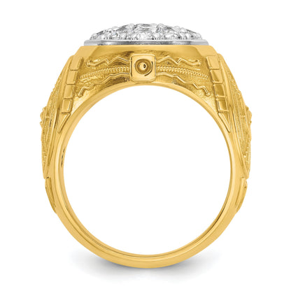 14K Bicolor Ring mit 1,625 ct. Labor gezüchteten Diamanten, VS/SI+, G+, komplett, Oval, Cluster, Herren