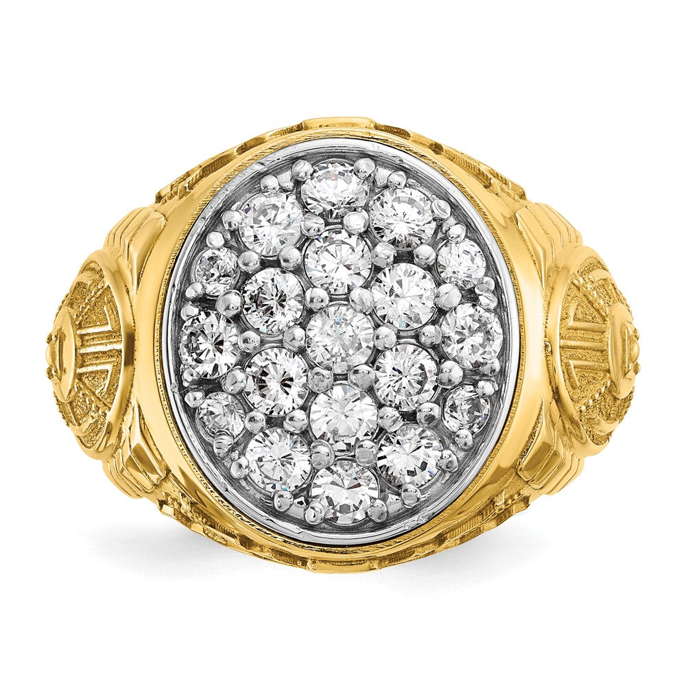 14K Bicolor Gold Herren-Diamant-Cluster-Ring, 1,5 ct