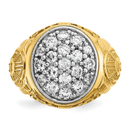 14K Bicolor Gold Herren-Diamant-Cluster-Ring, 1,5 ct