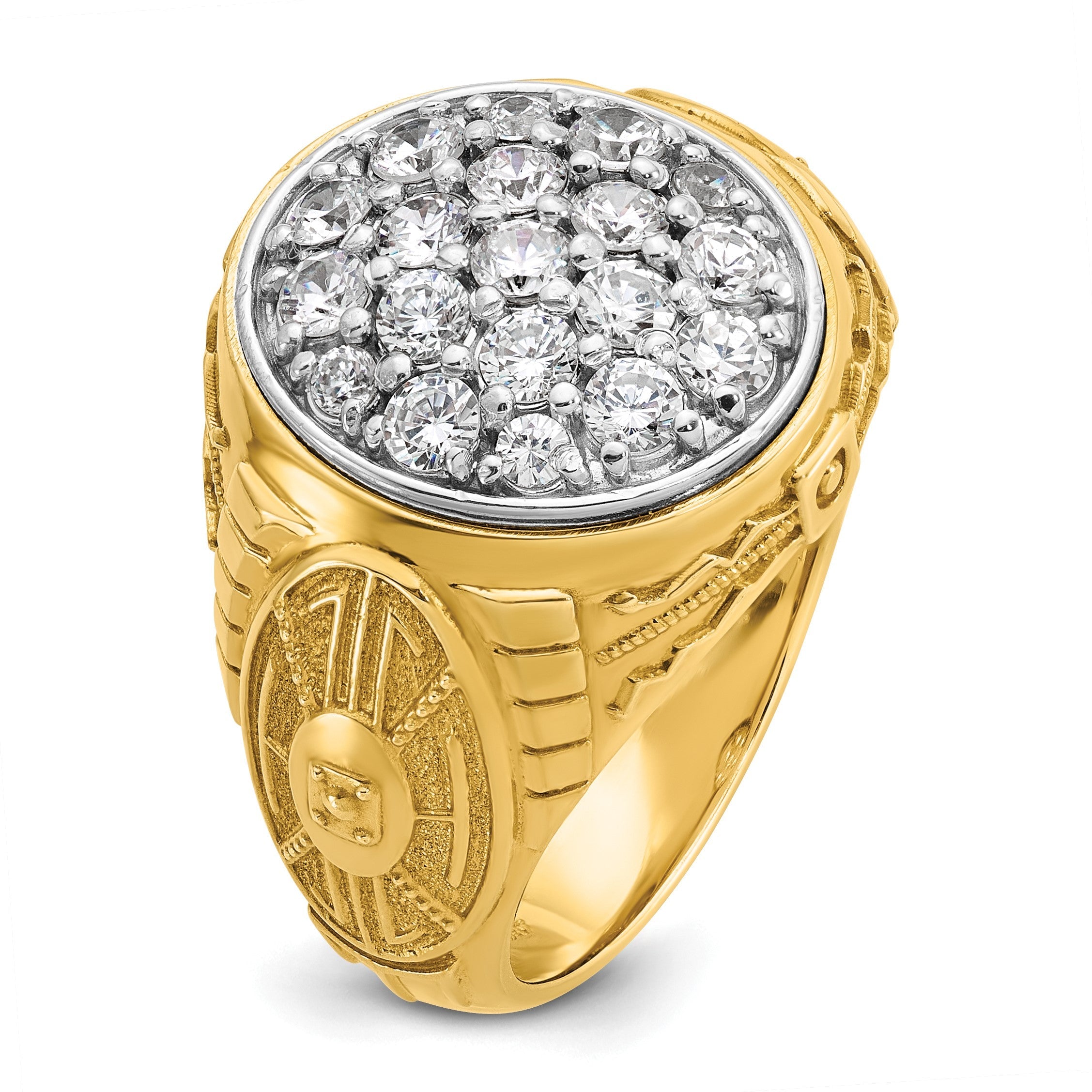 14K Bicolor Ring mit 1,625 ct. Labor gezüchteten Diamanten, VS/SI+, G+, komplett, Oval, Cluster, Herren