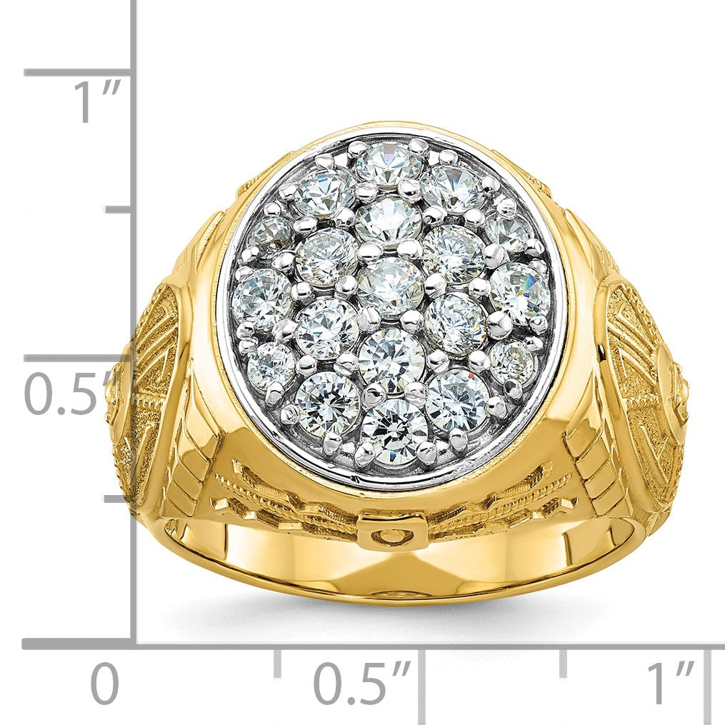 14K Bicolor Gold Herren-Diamant-Cluster-Ring, 1,5 ct