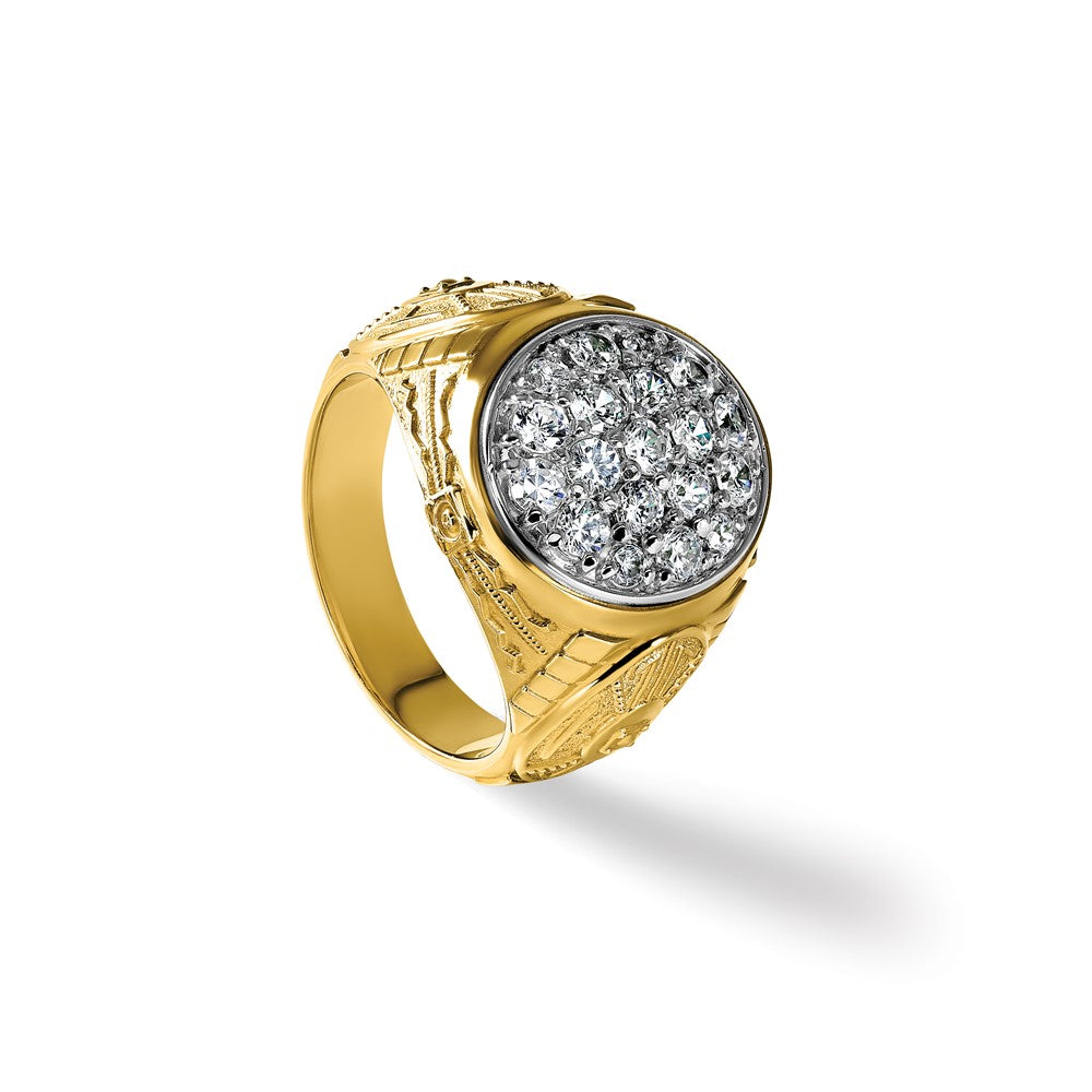 14K Bicolor Ring mit 1,625 ct. Labor gezüchteten Diamanten, VS/SI+, G+, komplett, Oval, Cluster, Herren