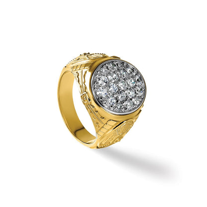 14K Bicolor Ring mit 1,625 ct. Labor gezüchteten Diamanten, VS/SI+, G+, komplett, Oval, Cluster, Herren
