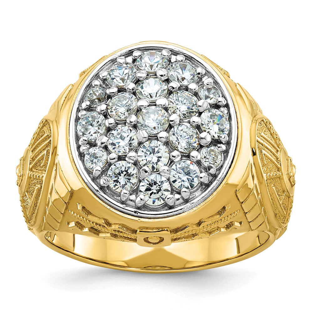 14K Bicolor Gold Herren-Diamant-Cluster-Ring, 1,5 ct