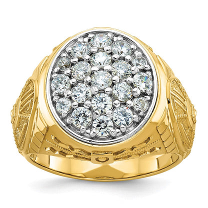 14K Bicolor Gold Herren-Diamant-Cluster-Ring, 1,5 ct
