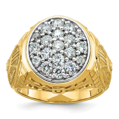 14K Bicolor Gold Herren-Diamant-Cluster-Ring, 1,5 ct