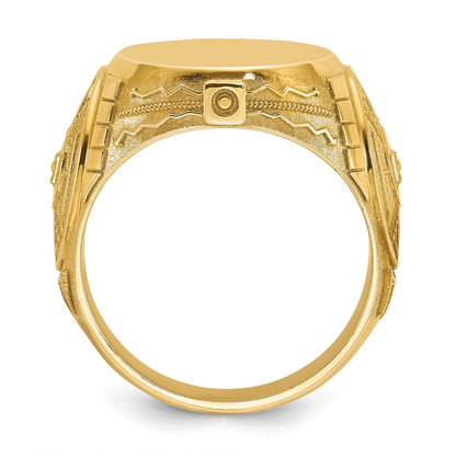 14K Gelbgold 18,5 x 15,75 mm Herren Runder Siegelring