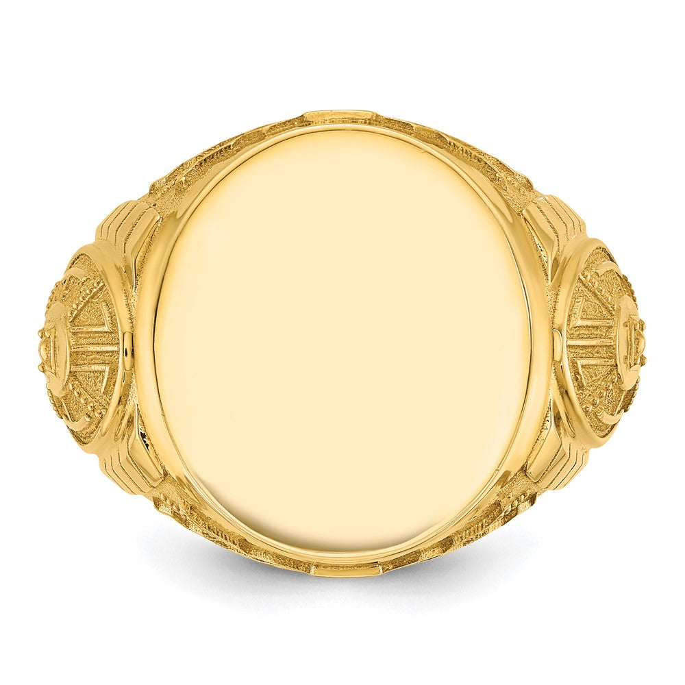 14K Gelbgold 18,5 x 15,75 mm Herren Runder Siegelring
