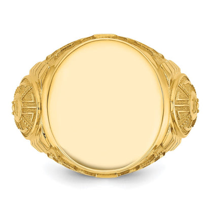 14K Gelbgold 18,5 x 15,75 mm Herren Runder Siegelring