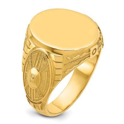 14K Gelbgold 18,5 x 15,75 mm Herren Runder Siegelring