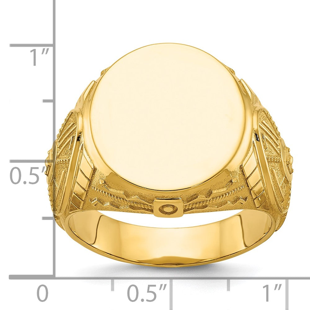 14K Gelbgold 18,5 x 15,75 mm Herren Runder Siegelring