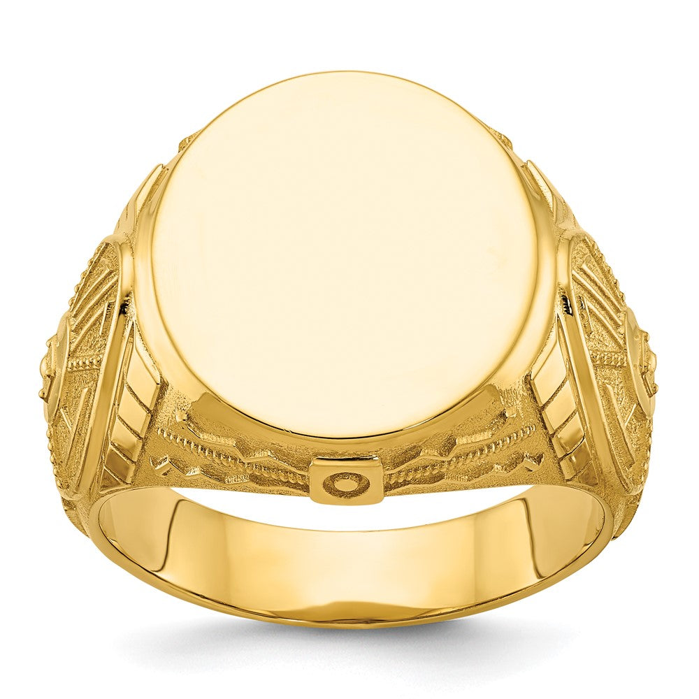 14K Gelbgold 18,5 x 15,75 mm Herren Runder Siegelring