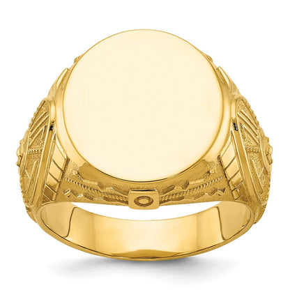 14K Gelbgold 18,5 x 15,75 mm Herren Runder Siegelring
