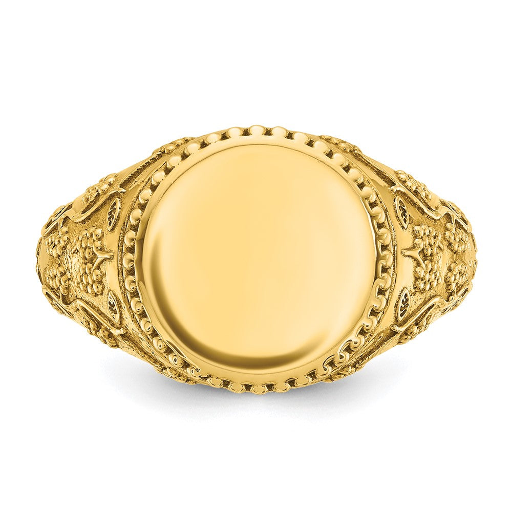 14K Gelbgold Herren-Siegelring, rund, 12,5 x 12,5 mm