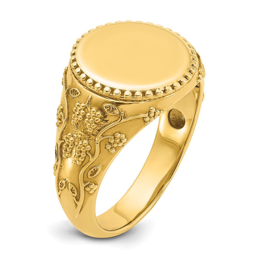 14K Gelbgold Herren-Siegelring, rund, 12,5 x 12,5 mm