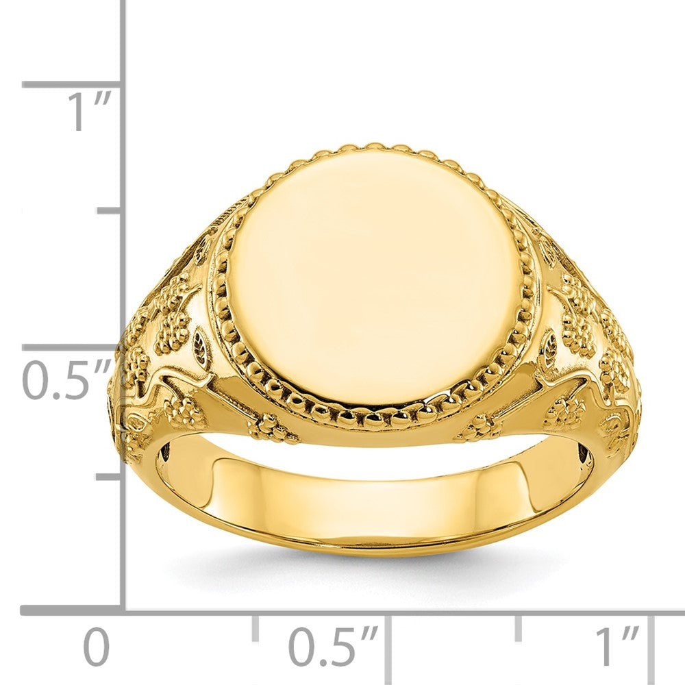14K Gelbgold Herren-Siegelring, rund, 12,5 x 12,5 mm