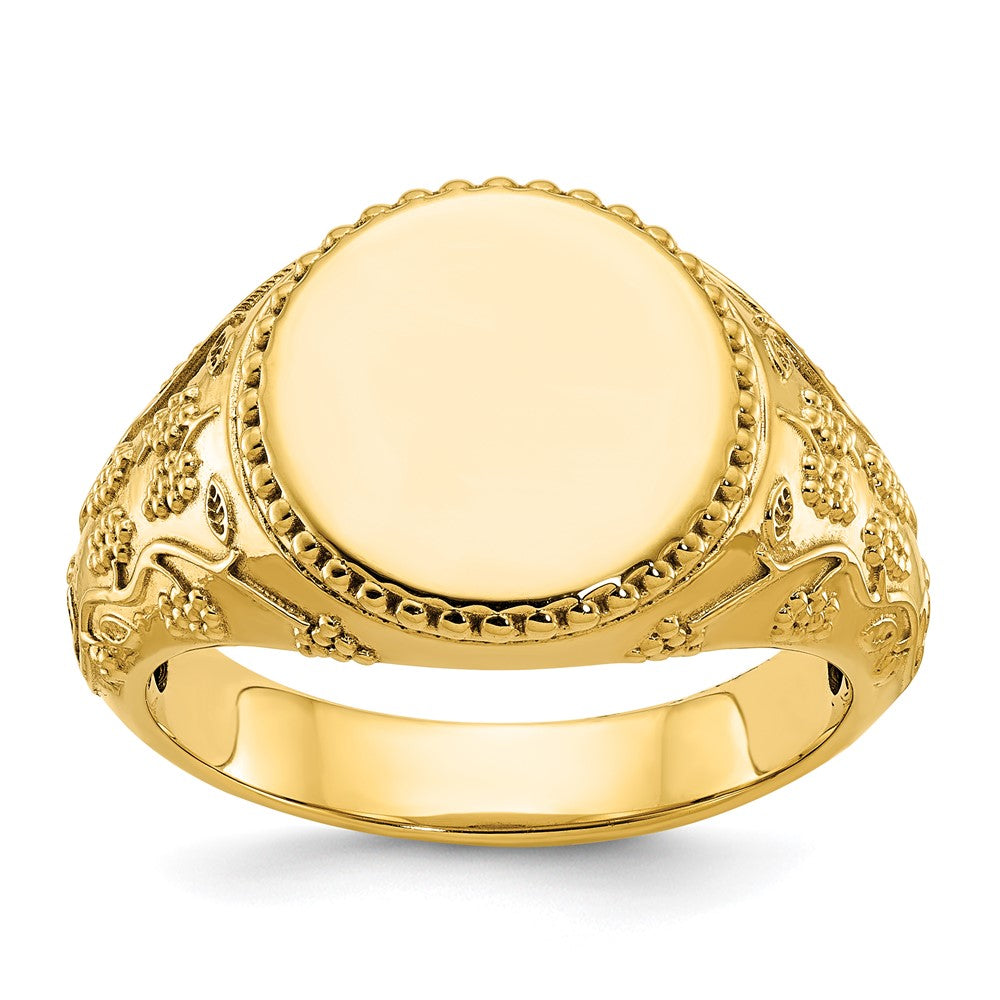 14K Gelbgold Herren-Siegelring, rund, 12,5 x 12,5 mm
