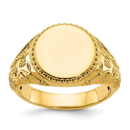 14K Gelbgold Herren-Siegelring, rund, 12,5 x 12,5 mm