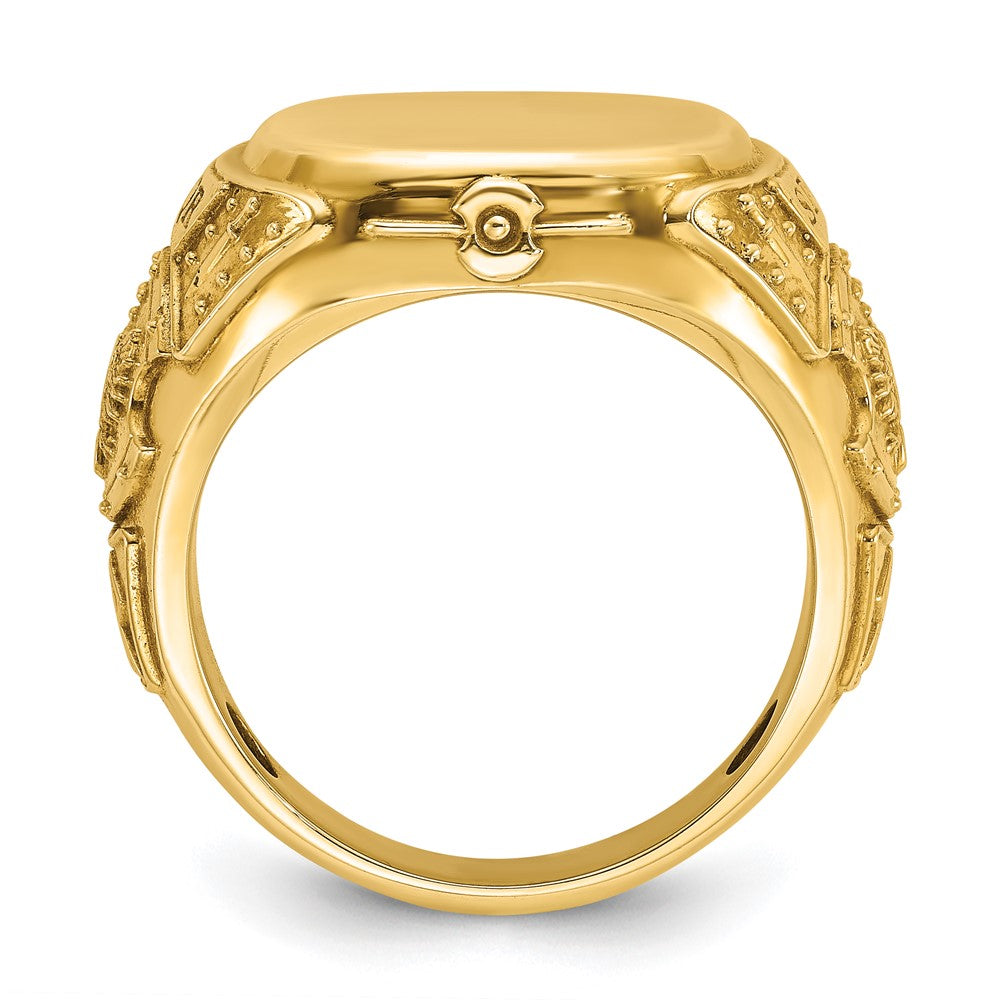 14K Gelbgold Herren-Siegelring mit Kissenschliff, 16,5x14,8mm