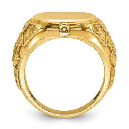 14K Gelbgold Herren-Siegelring mit Kissenschliff, 16,5x14,8mm