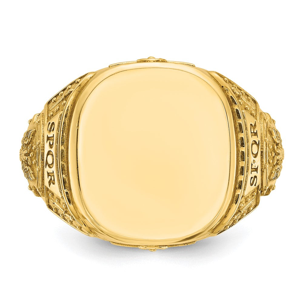 14K Gelbgold Herren-Siegelring mit Kissenschliff, 16,5x14,8mm