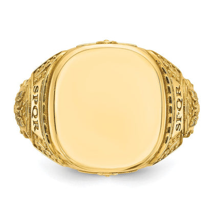 14K Gelbgold Herren-Siegelring mit Kissenschliff, 16,5x14,8mm