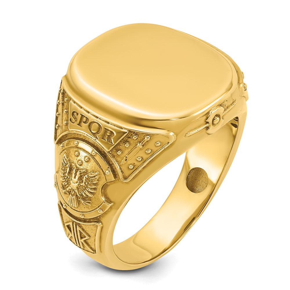14K Gelbgold Herren-Siegelring mit Kissenschliff, 16,5x14,8mm