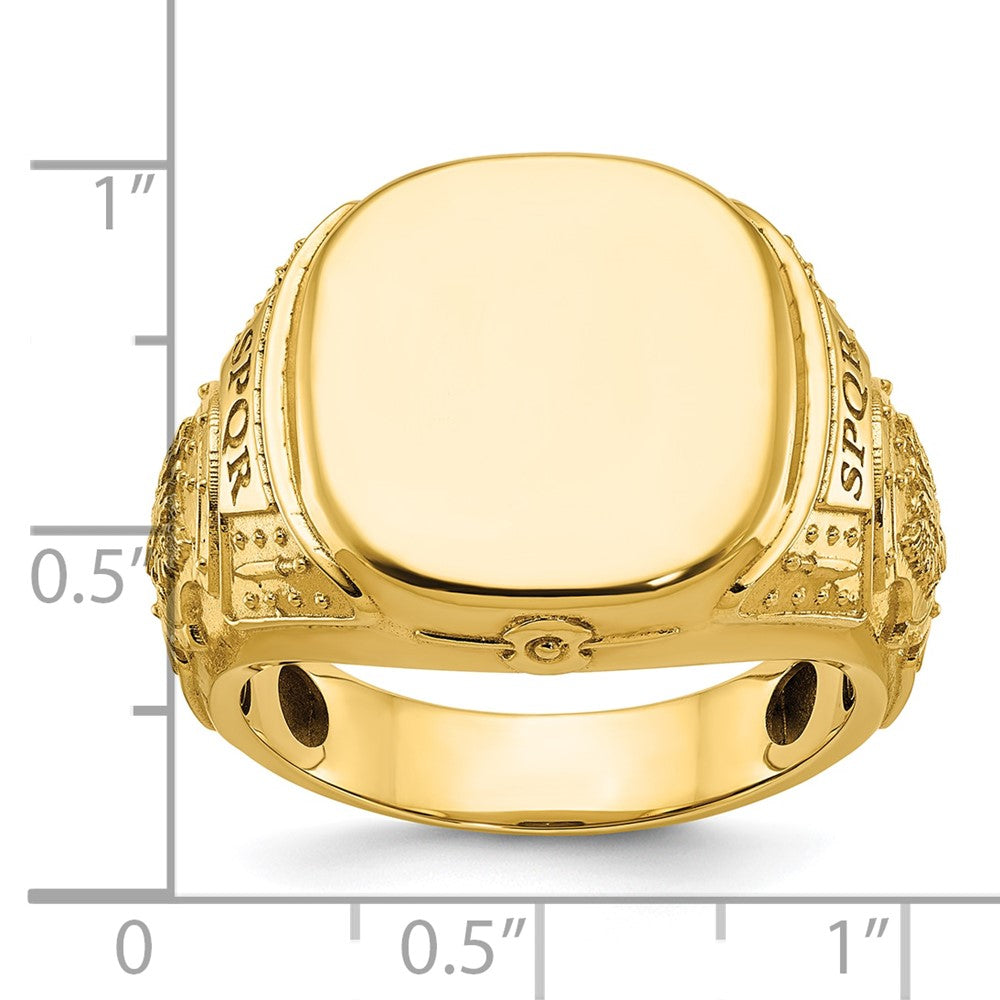 14K Gelbgold Herren-Siegelring mit Kissenschliff, 16,5x14,8mm