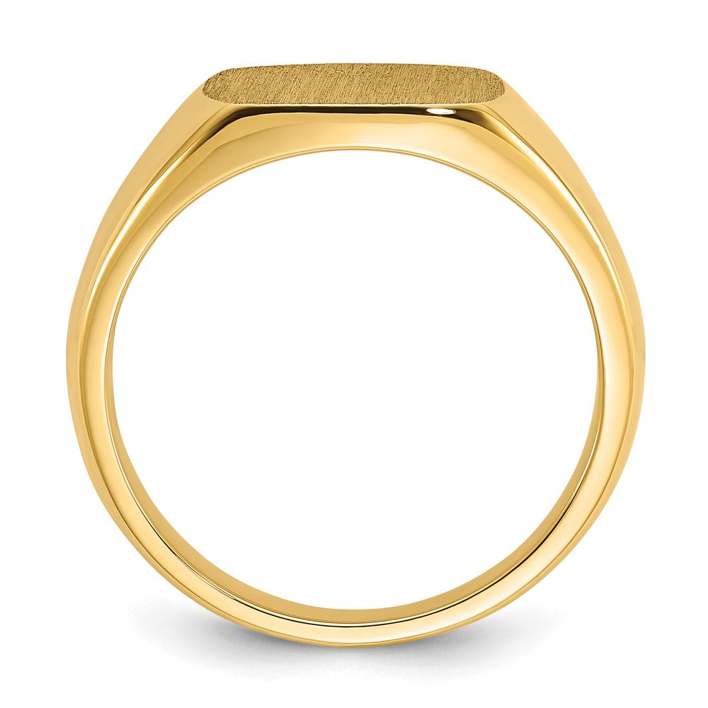 14K Gelbgold Herren-Siegelring mit satiniertem Kissen-Top, 12x12mm