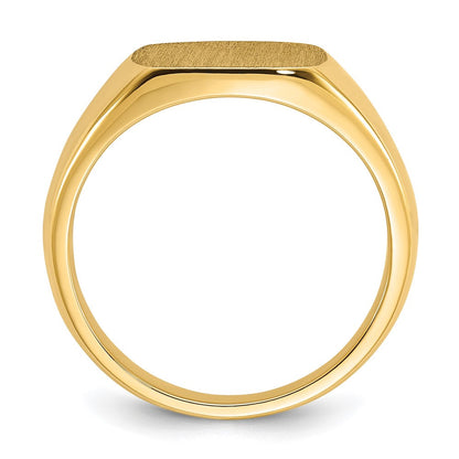 14K Gelbgold Herren-Siegelring mit satiniertem Kissen-Top, 12x12mm