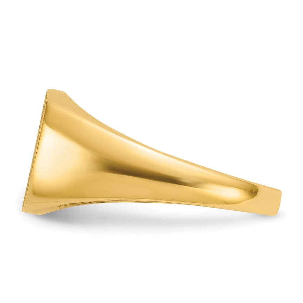 14K Gelbgold Herren-Siegelring mit satiniertem Kissen-Top, 12x12mm