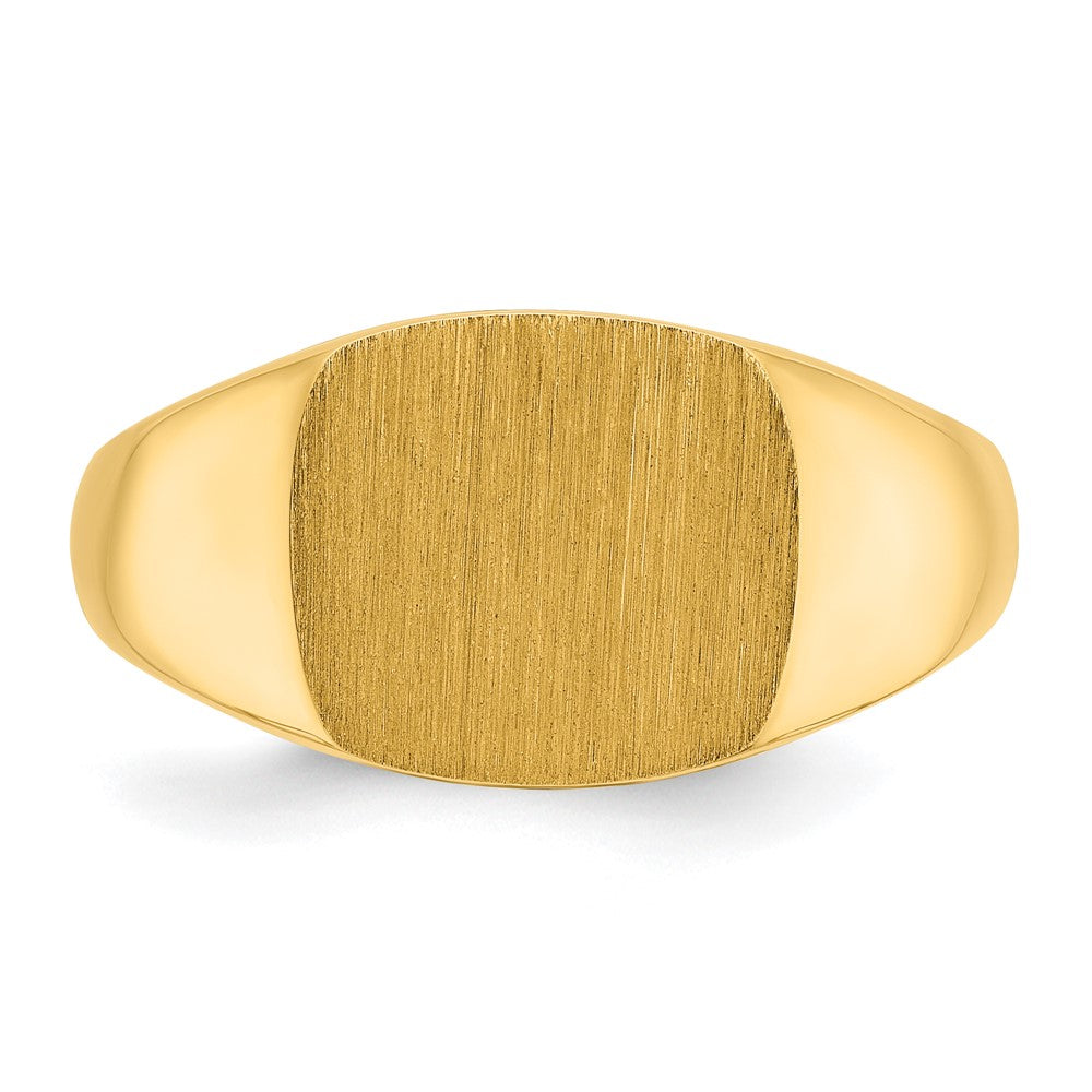 14K Gelbgold Herren-Siegelring mit satiniertem Kissen-Top, 12x12mm
