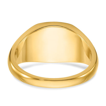 14K Gelbgold Herren-Siegelring mit satiniertem Kissen-Top, 12x12mm