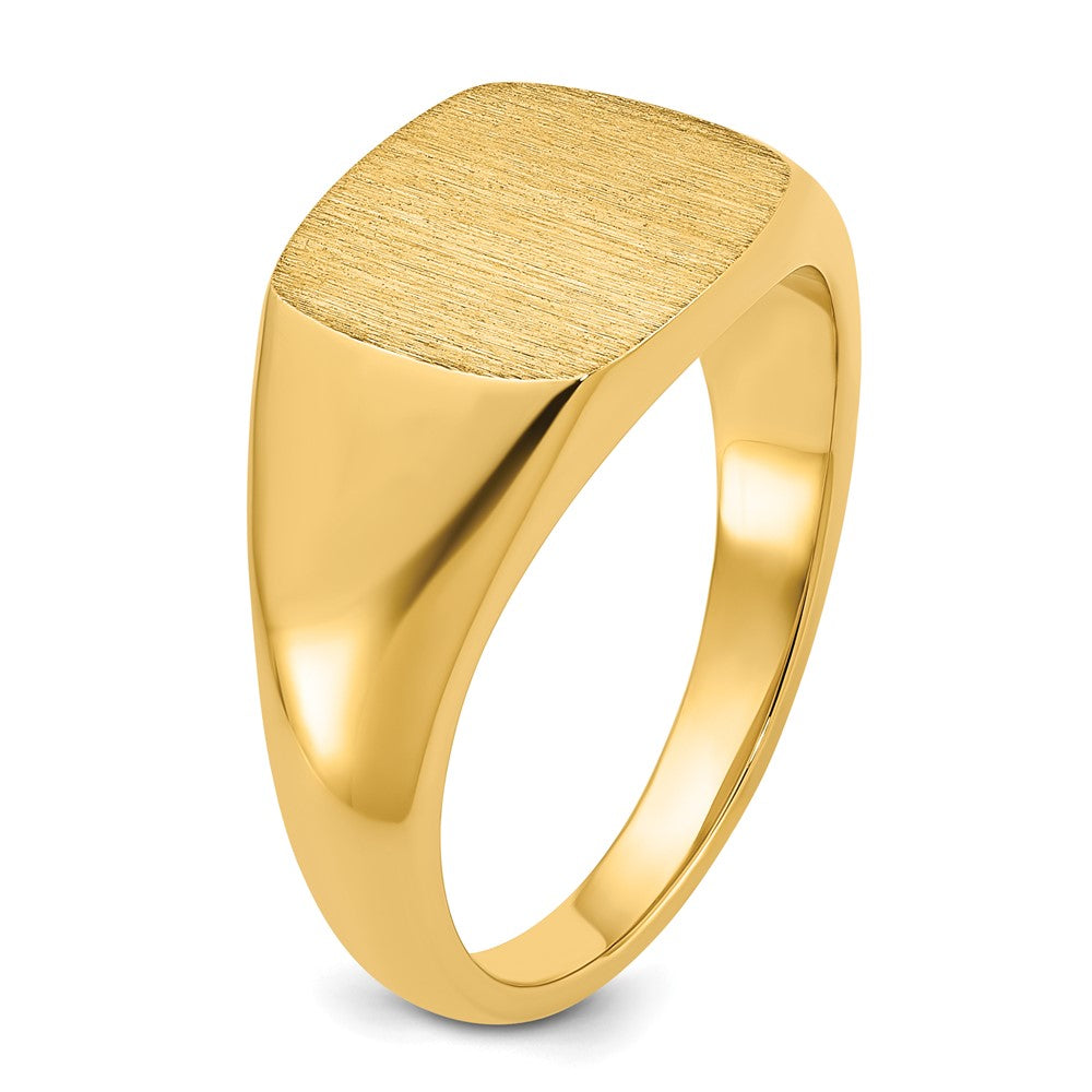 14K Gelbgold Herren-Siegelring mit satiniertem Kissen-Top, 12x12mm