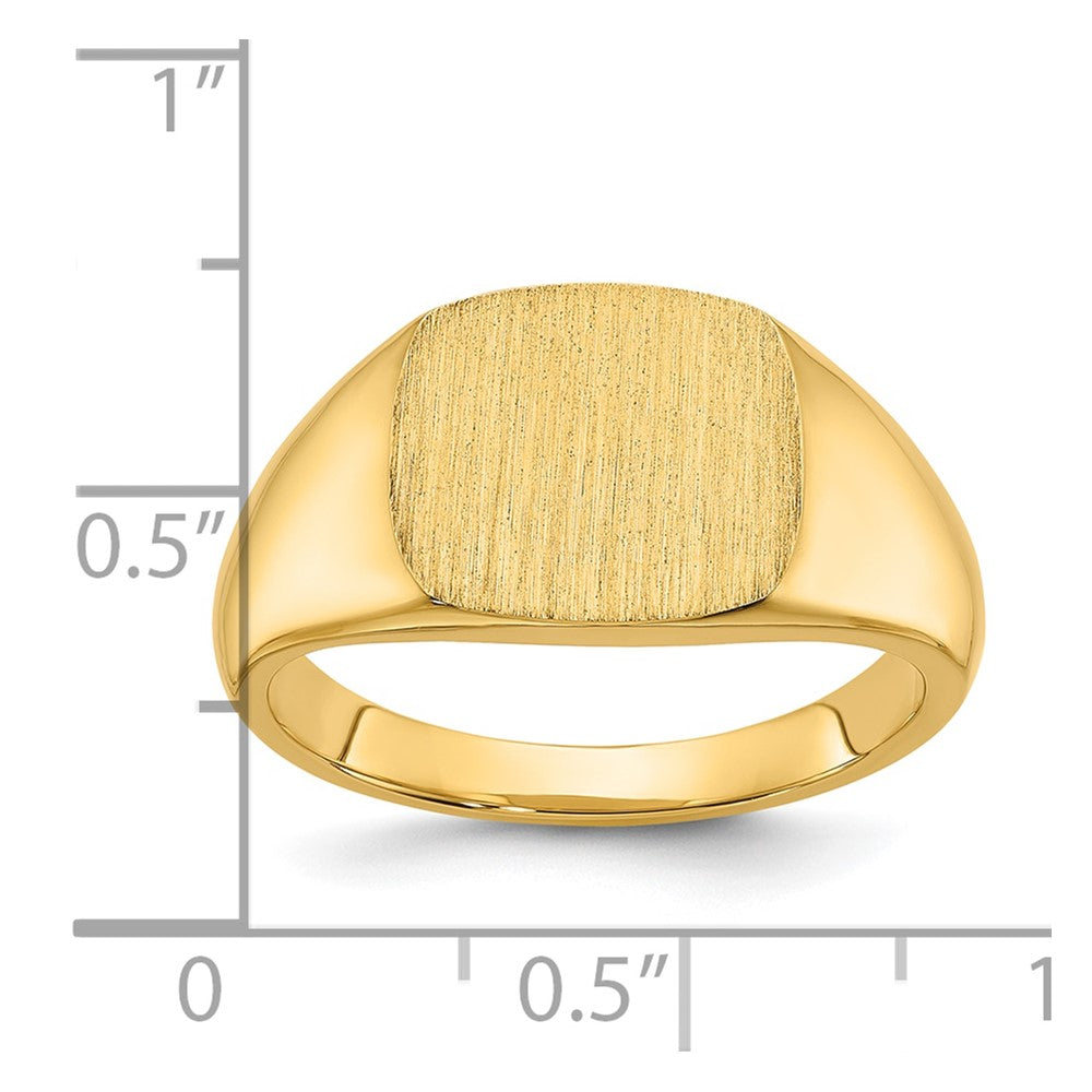 14K Gelbgold Herren-Siegelring mit satiniertem Kissen-Top, 12x12mm