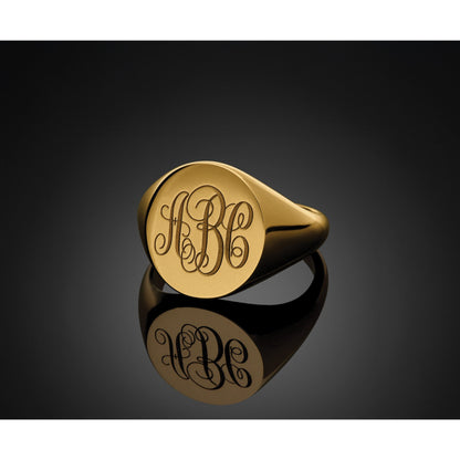 14K Gelbgold Herren-Siegelring, rund, 16 x 14 mm