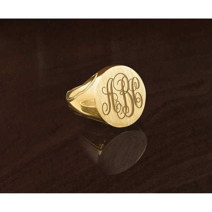 14K Gelbgold Herren-Siegelring, rund, 20x18mm