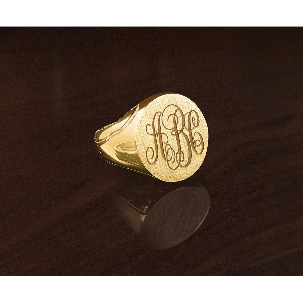 14K Gelbgold Herren-Siegelring, rund, 20x18mm