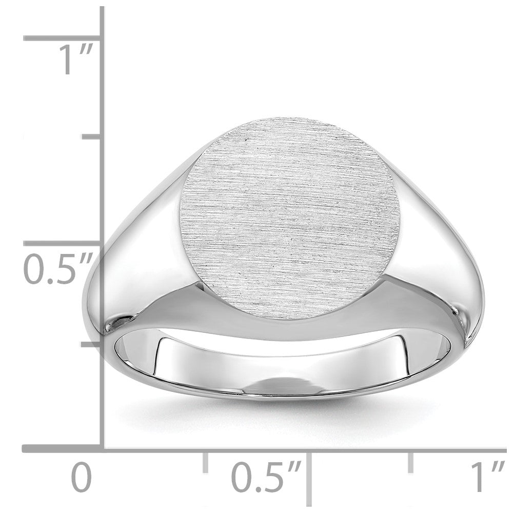 14K Weißgold Herren-Siegelring, rund, 16x14mm