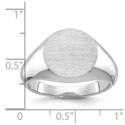 14K Weißgold Herren-Siegelring, rund, 16x14mm