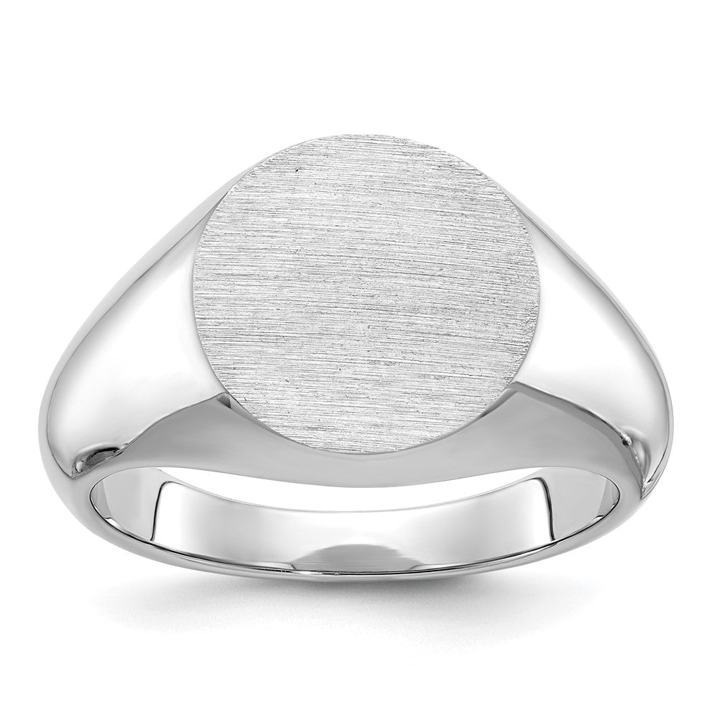 14K Weißgold Herren-Siegelring, rund, 16x14mm