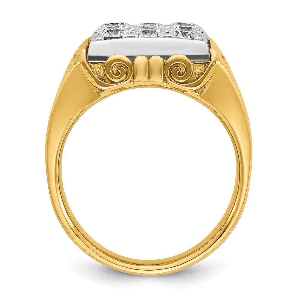 14K Bicolor-Gold Herren-Ring mit Schnörkeldesign und 2K Diamanten, komplett besetzt