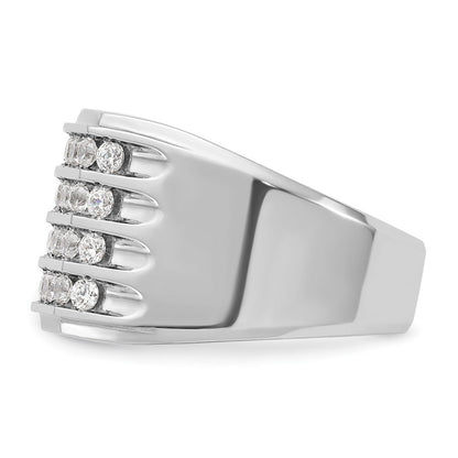 14K Weißgold Herrenring mit 1,625 ct. im Labor gezüchteten Diamanten VS/SI+ G+, vierreihig