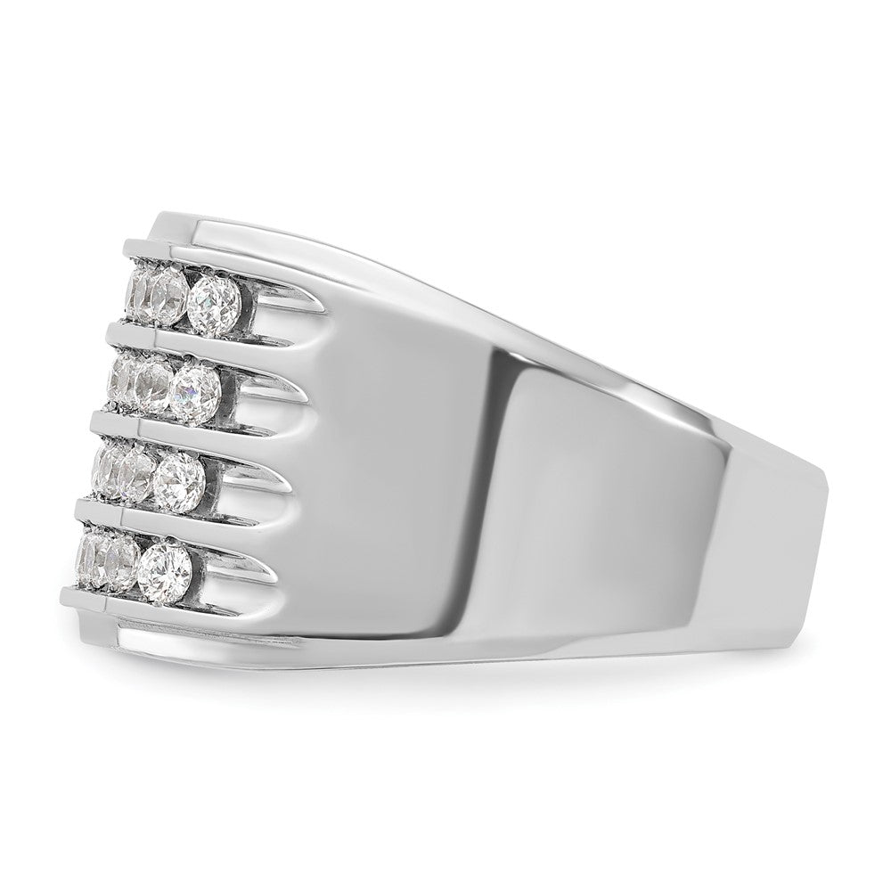 14K Weißgold Herren Diamant-Ring mit vier Reihen, 1,5K, komplett