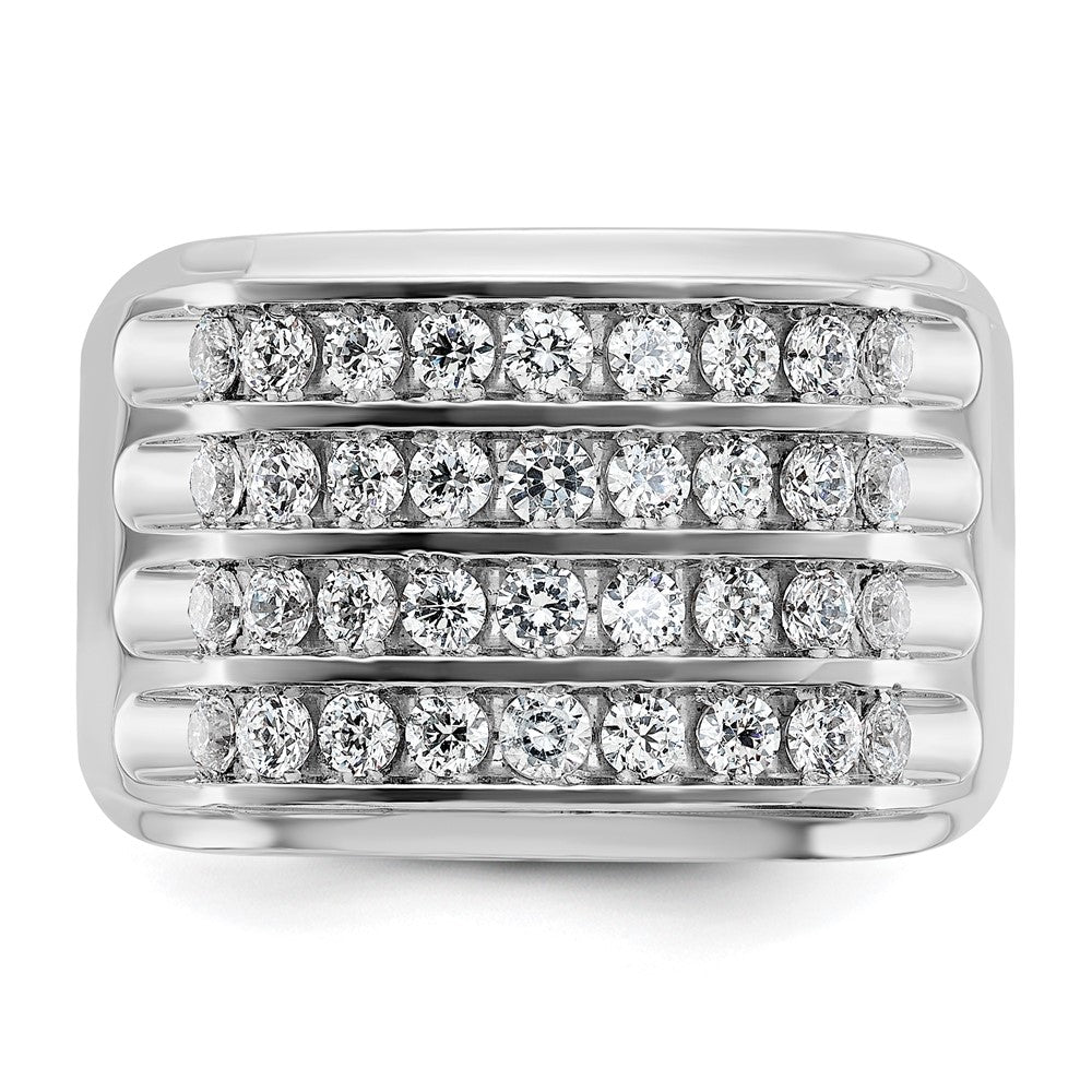 14K Weißgold Herrenring mit 1,625 ct. im Labor gezüchteten Diamanten VS/SI+ G+, vierreihig