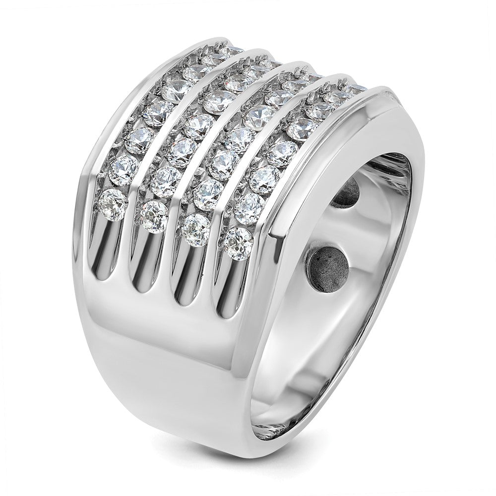 14K Weißgold Herrenring mit 1,625 ct. im Labor gezüchteten Diamanten VS/SI+ G+, vierreihig