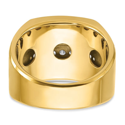 14K Gelb- und Rhodiumgold Herren-Ring mit vier Reihen, 1,5K Diamanten, komplett besetzt